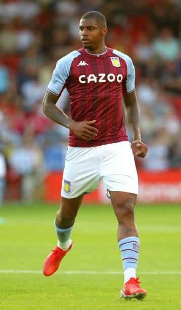 Wesley Moraes of Aston Villa during the Pre Season Friendly between Walsall and Aston Villa at Banks's Stadium on July 21, 2021 in Walsall, England.