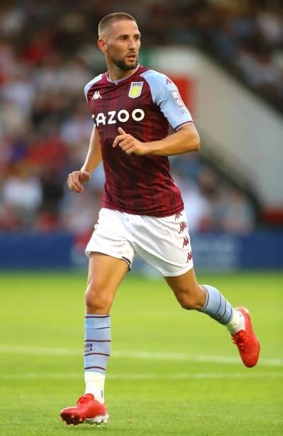 Conor Hourihane of Aston Villa during the Pre Season Friendly between Walsall and Aston Villa at Banks's Stadium on July 21, 2021 in Walsall, England.