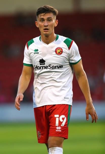Joe Willis of Walsall during the Pre Season Friendly between Walsall and Aston Villa at Banks's Stadium on July 21, 2021 in Walsall, England.