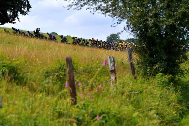 The peloton passing through a landscape during the 42nd Tour de Wallonie 2021, Stage 3 a 179,9km stage from Plombières to Érezée / #tourdewallonie /...