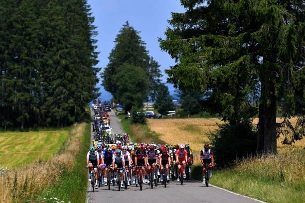 The peloton passing through a landscape during the 42nd Tour de Wallonie 2021, Stage 3 a 179,9km stage from Plombières to Érezée / #tourdewallonie /...