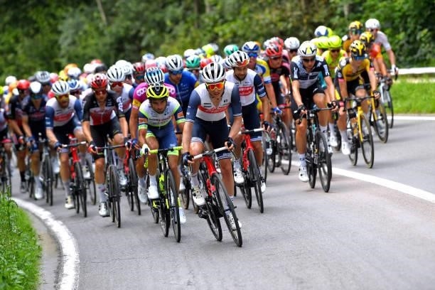 Jacob Egholm of Denmark and Team Trek - Segafredo leads The Peloton during the 42nd Tour de Wallonie 2021, Stage 3 a 179,9km stage from Plombières to...
