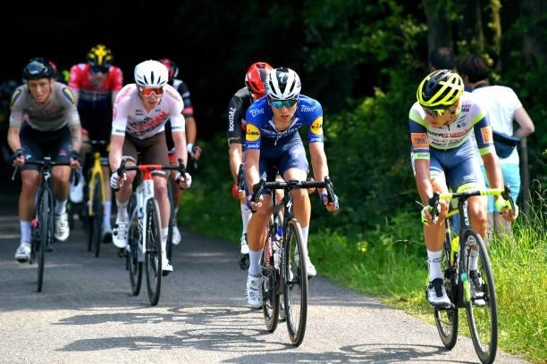 Andrea Bagioli of Italy and Team Deceuninck - Quick-Step & Quinten Hermans of Belgium and Team Intermarché - Wanty - Gobert Matériaux during the 42nd...