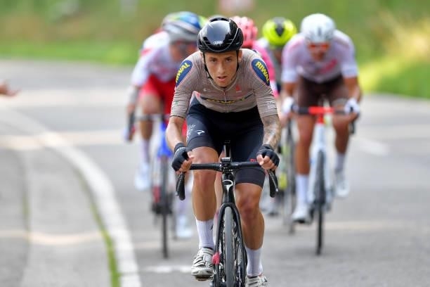 Lucas Eriksson of Sweden and Riwal Cycling Team in breakaway during the 42nd Tour de Wallonie 2021, Stage 3 a 179,9km stage from Plombières to Érezée...