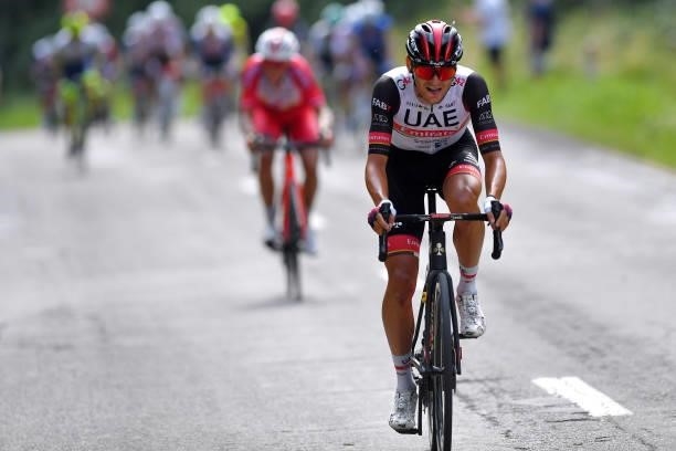 Alessandro Covi of Italy and UAE Team Emirates attack in breakaway during the 42nd Tour de Wallonie 2021, Stage 3 a 179,9km stage from Plombières to...