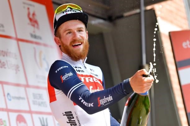 Quinn Simmons of United States and Team Trek - Segafredo celebrates at podium during the 42nd Tour de Wallonie 2021, Stage 3 a 179,9km stage from...