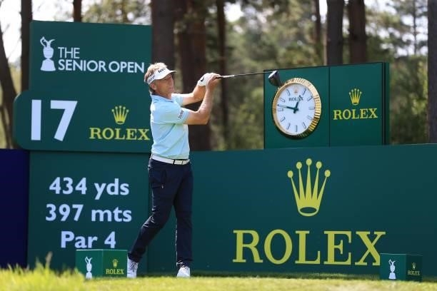 Bernhard Langer of Germany during the first day of The Senior Open Presented by Rolex at Sunningdale Golf Club on July 22, 2021 in Sunningdale,...