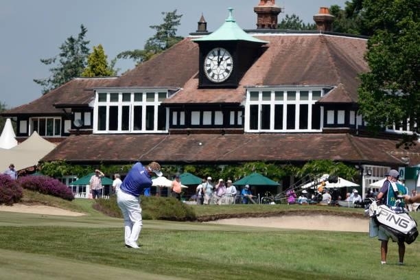 Paul Broadhurst of England in action during the first round of the Senior Open presented by Rolex at Sunningdale Golf Club on July 22, 2021 in...