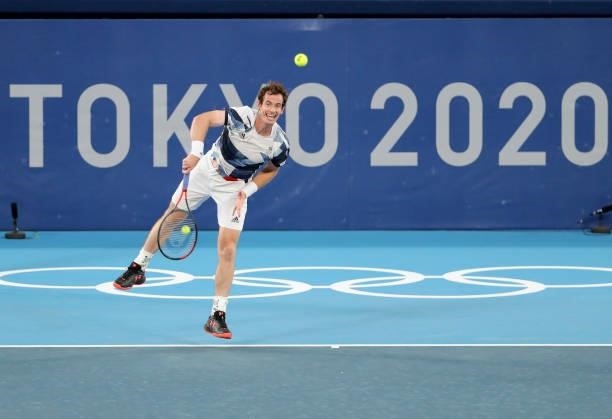 Andy Murray of Team Great Britain during a practice ahead of the Tokyo 2020 Olympic Games at Ariake Tennis Park on July 22, 2021 in Tokyo, Japan.
