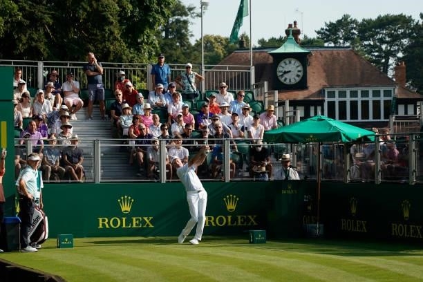 Jim Furyk of United States in action during the first round of the Senior Open presented by Rolex at Sunningdale Golf Club on July 22, 2021 in...