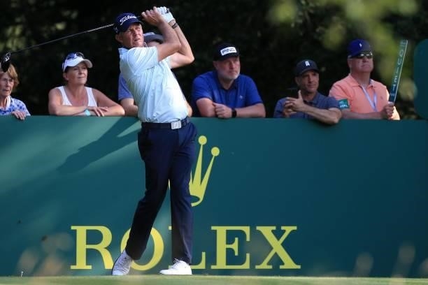 James Kingston of South Africa during the first day of The Senior Open Presented by Rolex at Sunningdale Golf Club on July 22, 2021 in Sunningdale,...