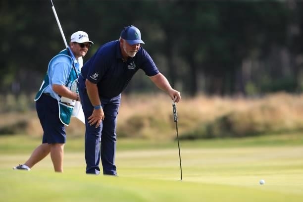 Darren Clarke of Northern Ireland during the first day of The Senior Open Presented by Rolex at Sunningdale Golf Club on July 22, 2021 in...