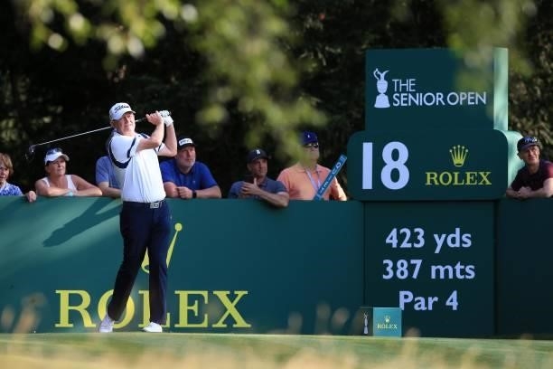 Roger Chapman of England on during the first day of The Senior Open Presented by Rolex at Sunningdale Golf Club on July 22, 2021 in Sunningdale,...