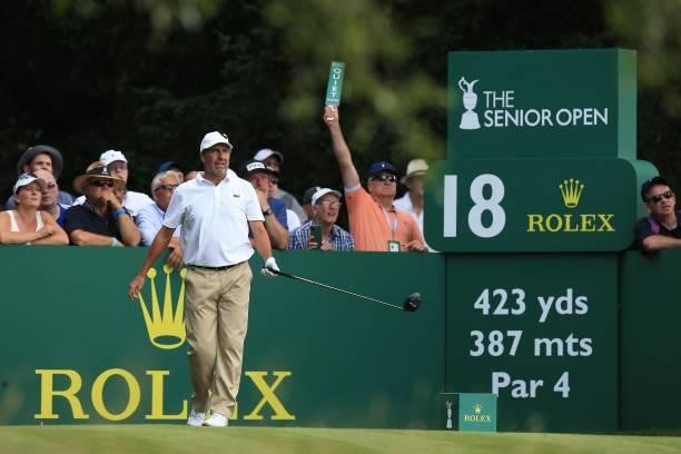 Jose Maria Olazabal of Spain during the first day of The Senior Open Presented by Rolex at Sunningdale Golf Club on July 22, 2021 in Sunningdale,...