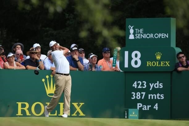 Jose Maria Olazabal of Spain during the first day of The Senior Open Presented by Rolex at Sunningdale Golf Club on July 22, 2021 in Sunningdale,...