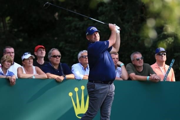 Thomas Bjorn of Denmark during the first day of The Senior Open Presented by Rolex at Sunningdale Golf Club on July 22, 2021 in Sunningdale, England.