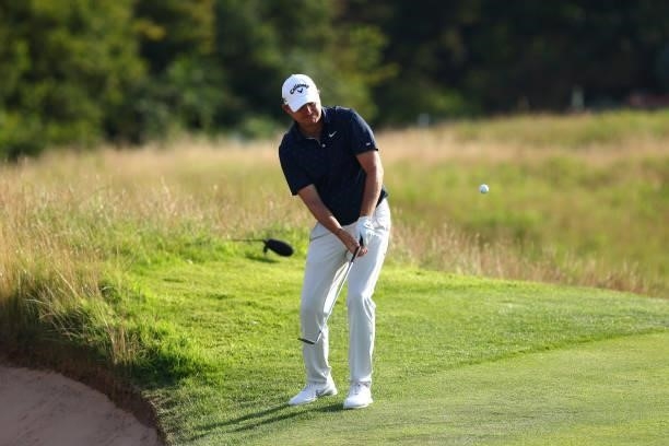 James Morrison of England in action during Day One of the Cazoo Open supported by Gareth Bale at Celtic Manor Resort on July 22, 2021 in Newport,...