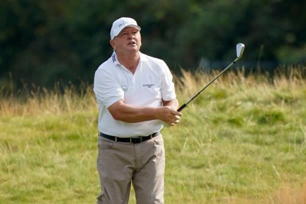 Ian Woosnam of Wales in action during the first round of the Senior Open presented by Rolex at Sunningdale Golf Club on July 22, 2021 in Sunningdale,...