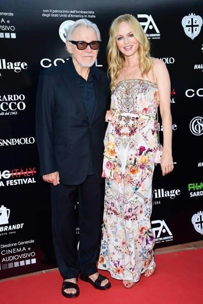 Harvey Keitel and Heather Graham attend the Filming Italy Festival at Forte Village Resort on July 22, 2021 in Santa Margherita di Pula, Italy.