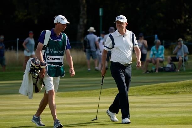 Roger Chapman of England in action during the first round of the Senior Open presented by Rolex at Sunningdale Golf Club on July 22, 2021 in...