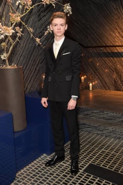 Thomas Brodie-Sangster attends a traditional Omakase dining experience hosted by Omega to celebrate the opening of the Olympic Games at Nobu Hotel on...