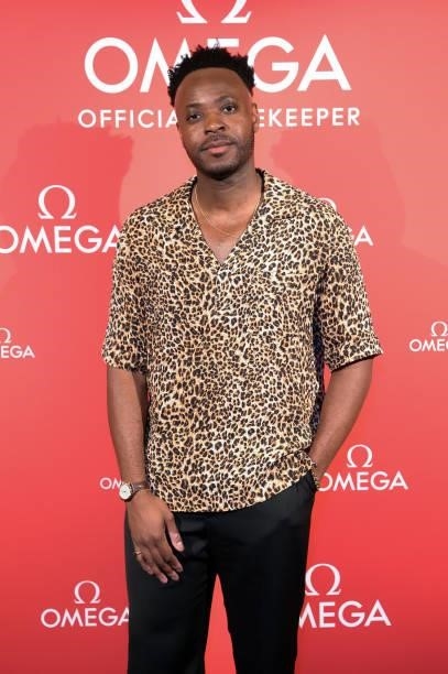 Yinka Ilori attends a traditional Omakase dining experience hosted by Omega to celebrate the opening of the Olympic Games at Nobu Hotel on July 22,...