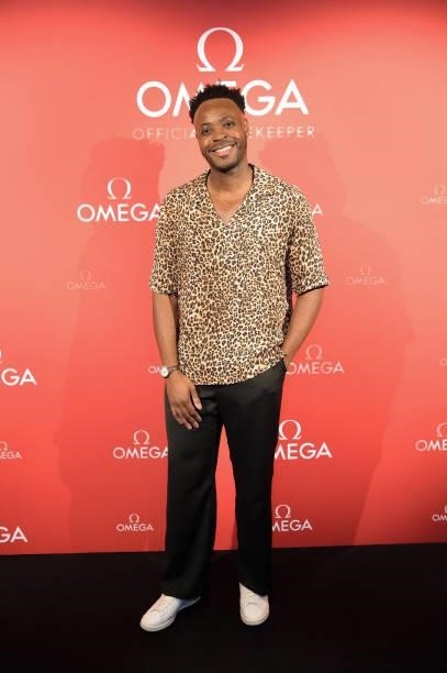 Yinka Ilori attends a traditional Omakase dining experience hosted by Omega to celebrate the opening of the Olympic Games at Nobu Hotel on July 22,...