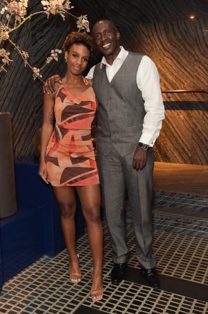 Brianna Christie and Linford Christie attend a traditional Omakase dining experience hosted by Omega to celebrate the opening of the Olympic Games at...
