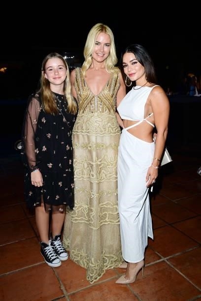 Taina Gravier, Valeria Mazza and Vanessa Hudgens attend the Filming Italy Festival at Forte Village Resort on July 22, 2021 in Santa Margherita di...