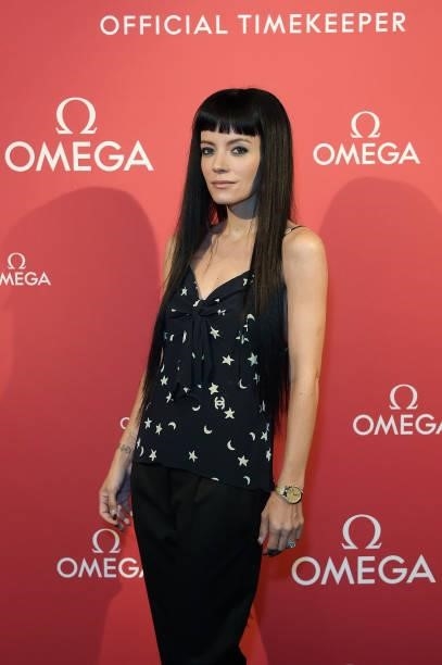 Lily Allen attends a traditional Omakase dining experience hosted by Omega to celebrate the opening of the Olympic Games at Nobu Hotel on July 22,...