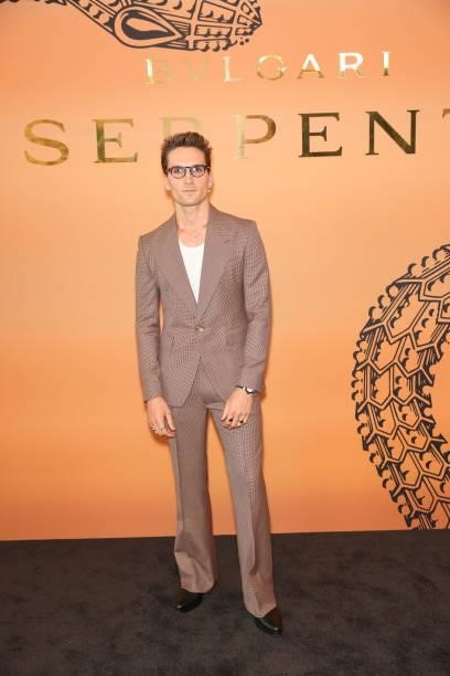 Oliver Proudlock attends the Bulgari Serpenti Metamorphosis party at The Serpentine Gallery on July 22, 2021 in London, England.