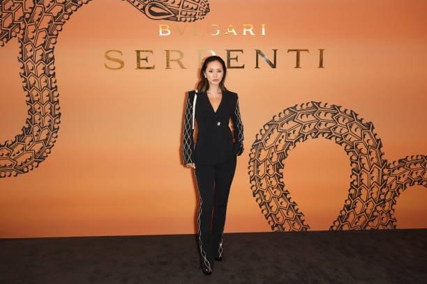 Betty Bachz attends the Bulgari Serpenti Metamorphosis party at The Serpentine Gallery on July 22, 2021 in London, England.