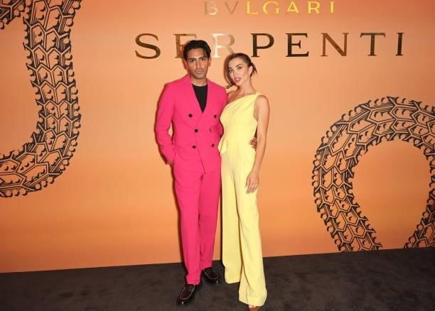 Rahi Chadda and Amy Jackson attend the Bulgari Serpenti Metamorphosis party at The Serpentine Gallery on July 22, 2021 in London, England.