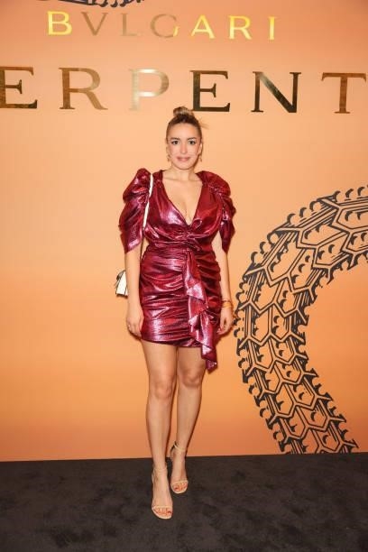 Camila Carril attends the Bulgari Serpenti Metamorphosis party at The Serpentine Gallery on July 22, 2021 in London, England.