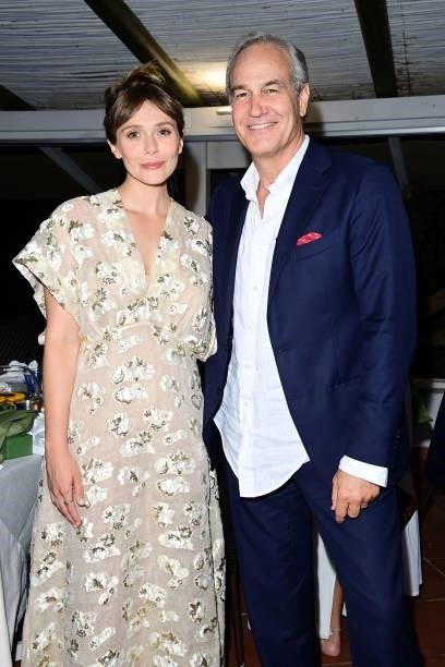 Elizabeth Olsen and Daniel Frigo attend the Filming Italy Festival at Forte Village Resort on July 22, 2021 in Santa Margherita di Pula, Italy.