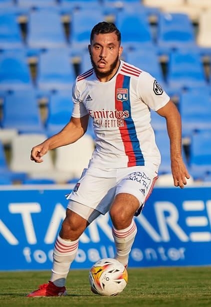 Rayan Cherki of Olympique Lyonnais in action during a Pre-Season friendly match between Olympique Lyonnais and Villarreal CF at Pinatar Arena on July...