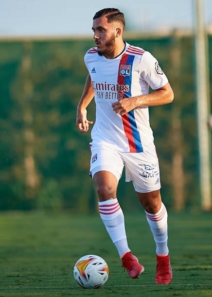 Rayan Cherki of Olympique Lyonnais runs with the ball during a Pre-Season friendly match between Olympique Lyonnais and Villarreal CF at Pinatar...