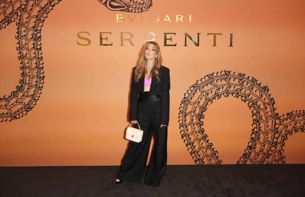 Becky Hill attends the Bulgari Serpenti Metamorphosis party at The Serpentine Gallery on July 22, 2021 in London, England.