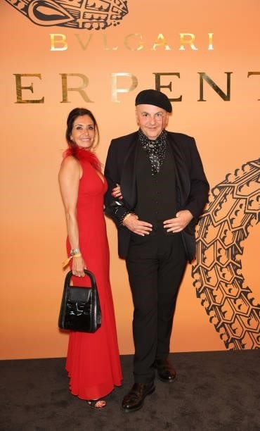 Guest and Sascha Lilic attend the Bulgari Serpenti Metamorphosis party at The Serpentine Gallery on July 22, 2021 in London, England.