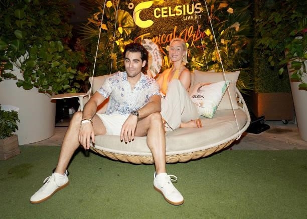 Blake Michael and Ariel Mullen attend the CELSIUS Tropical Vibe Flavor Launch VIP Event At Baia Beach Club, Miami Beach. At Mondrian South Beach on...
