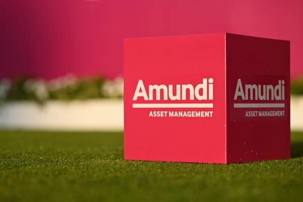 General view of signage during day two of the The Amundi Evian Championship at Evian Resort Golf Club on July 23, 2021 in Evian-les-Bains, France.