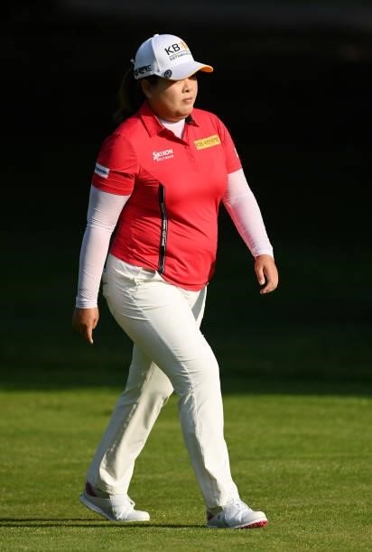 Inbee Park of South Korea on the 11th hole during day two of the The Amundi Evian Championship at Evian Resort Golf Club on July 23, 2021 in...