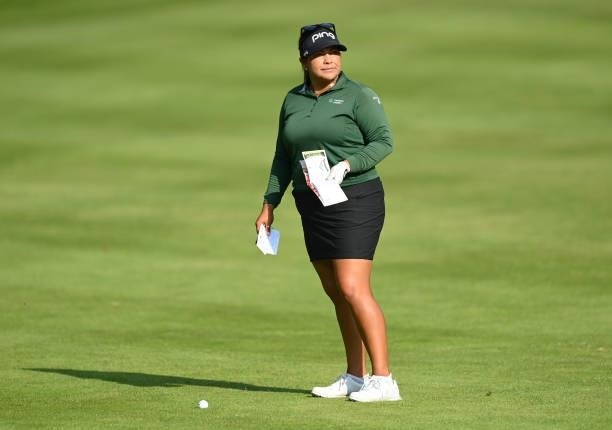 Lizette Salas of The United States looks on on the 11th hole during day two of the The Amundi Evian Championship at Evian Resort Golf Club on July...