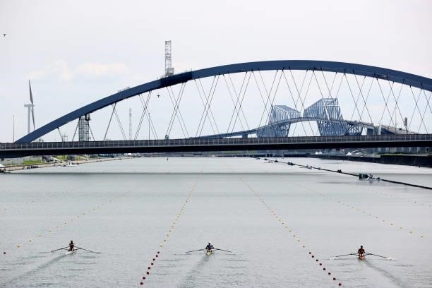 General view of the Women’s Single Sculls Heat 2 on Day 0 of the Tokyo 2020 Olympic Games at Sea Forest Waterway on July 23, 2021 in Tokyo, Japan.