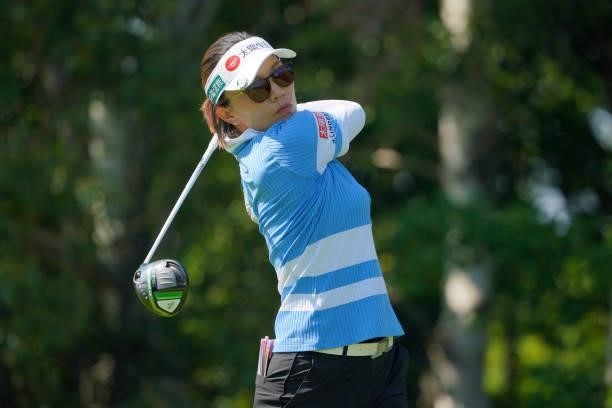 Teresa Lu of Chinese Taipei hits her tee shot on the 7th hole during the second round of Daito Kentaku eHeyanet Ladies at Takino Country Club on July...