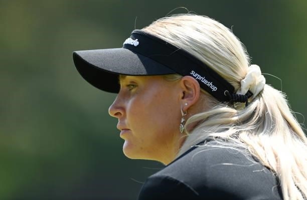 Charley Hull of England looks on on the 6th hole during day two of the The Amundi Evian Championship at Evian Resort Golf Club on July 23, 2021 in...
