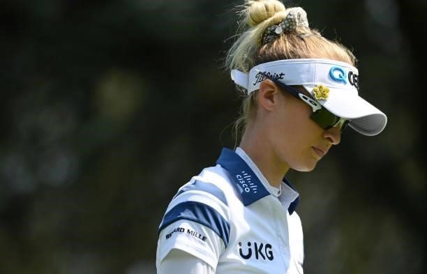 Nelly Korda of The United States looks on on the 7th hole during day two of the The Amundi Evian Championship at Evian Resort Golf Club on July 23,...