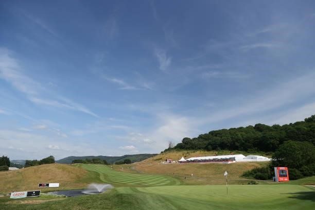 General view of the 18th green during Day Two of the Cazoo Open supported by Gareth Bale at Celtic Manor Resort on July 23, 2021 in Newport, Wales.
