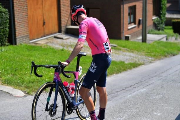 Mechanical Problem of Logan Owen of United States and Team EF Education - Nippo during the 42nd Tour de Wallonie 2021, Stage 4 206km stage from...