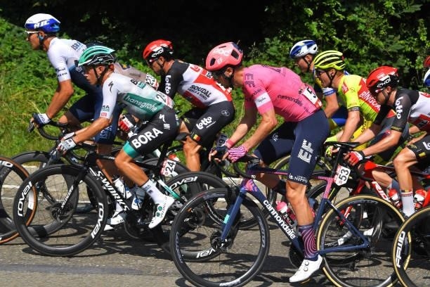 Matteo Fabbro of Italy and Team Bora - Hansgrohe & Jens Keukeleire of Belgium and Team EF Education - Nippo during the 42nd Tour de Wallonie 2021,...